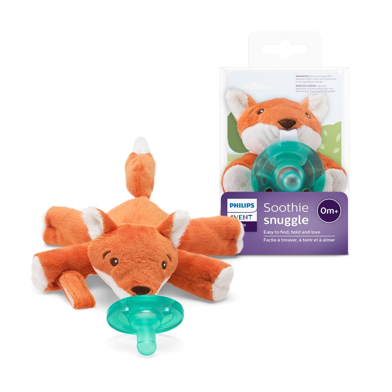 Avent Philips Avent Soothie Snuggle Pacifier Holder with Detachable Pacifier, 0m+, Fox, SCF347/08 - Image 1